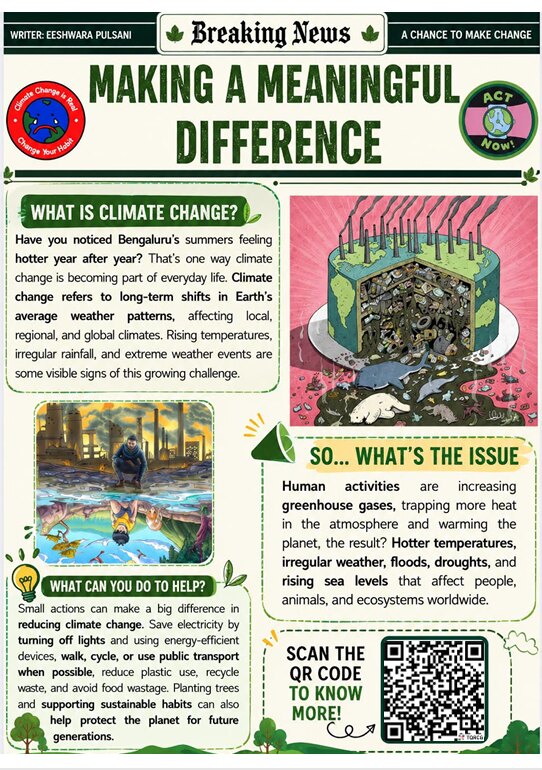Eeshwara Pulsani, Pioneered a research-driven sustainability initiative that harnessed campus-grown banana leaves as a biodegradable alternative to single-use serving materials, creating measurable environmental impact while inspiring over 1,000 students to embrace everyday climate action., image 1