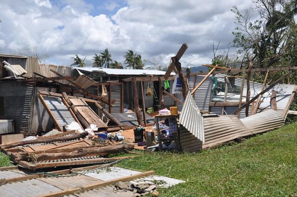 damage from cyclon winston on a house in fiji