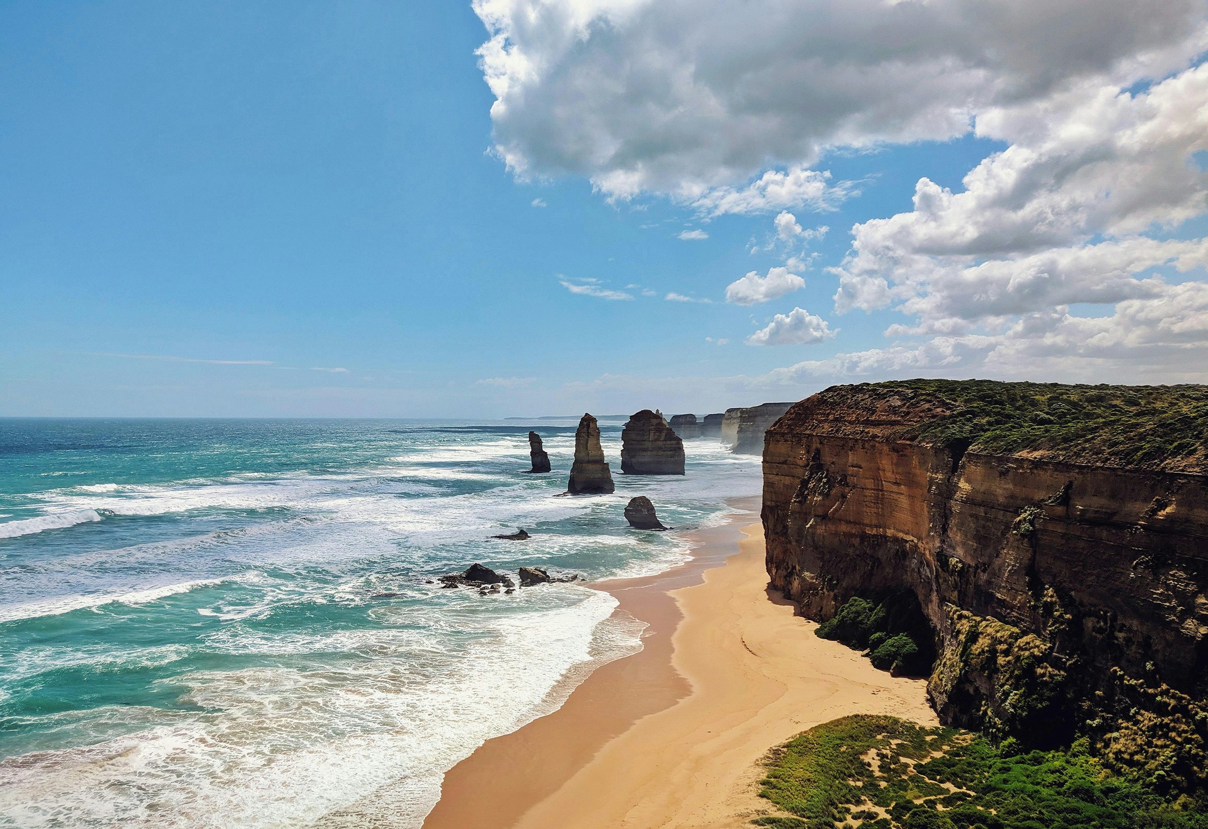 The Twelve Apostles limestone stacks off the Great Ocean Road coast in Victoria