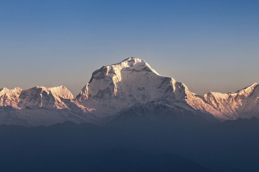 Nepal's mountain covered in snow