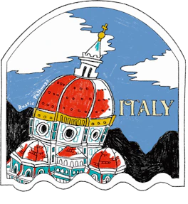 Illustrated Italy sticker: the red dome and bell tower of Florence Cathedral.