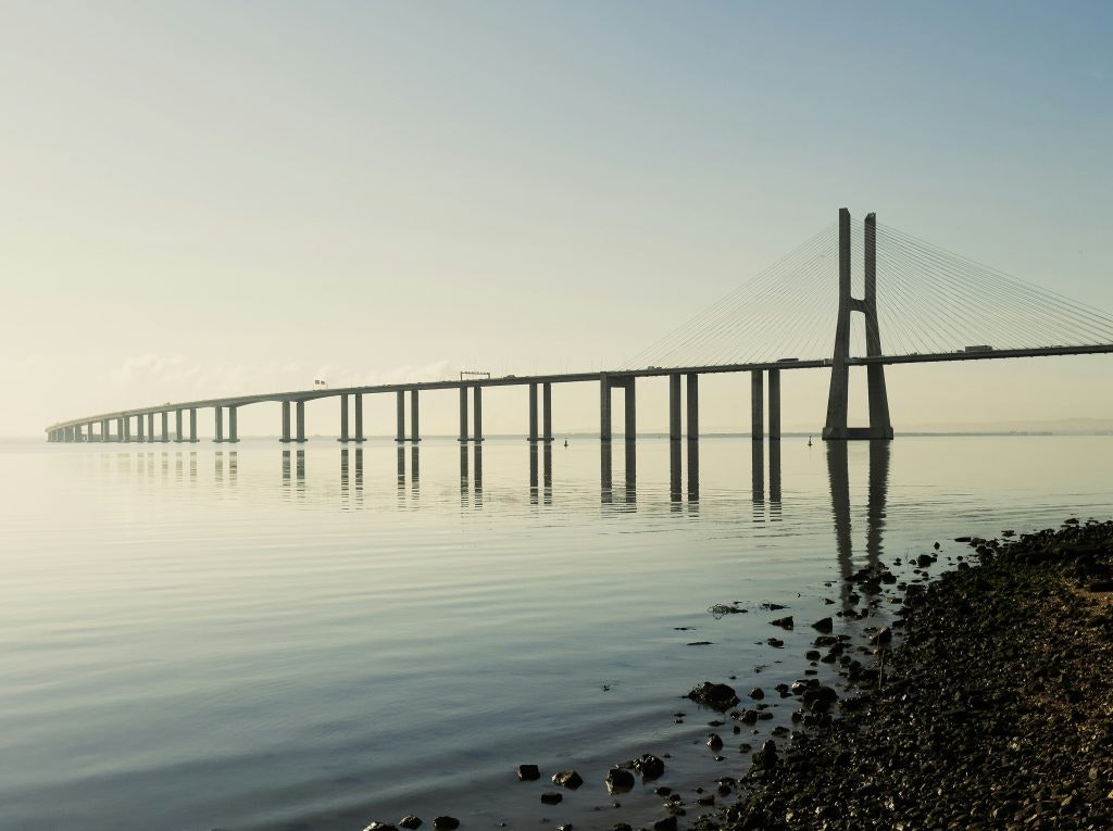 The Vasco da Gama Bridge in Lisbon spanning the Tagus River