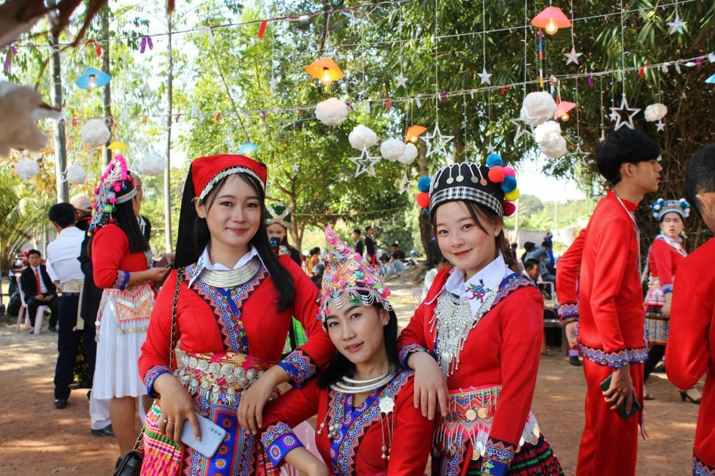 Hmong Girls in traditional clothes.