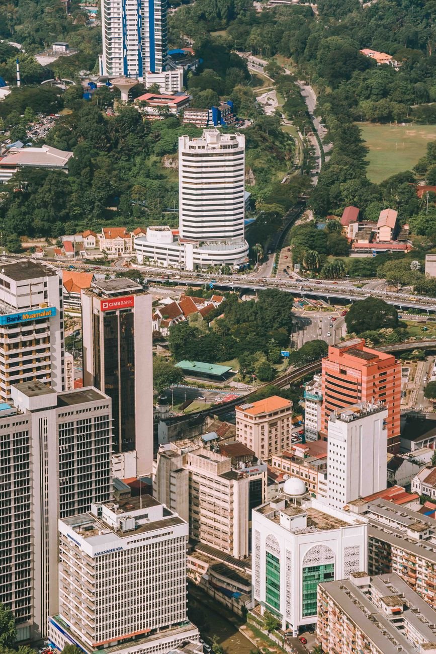 Rows of apartment towers seen from directly above.
