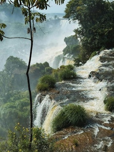 Water splashing down the Iguazú Falls in Argentina