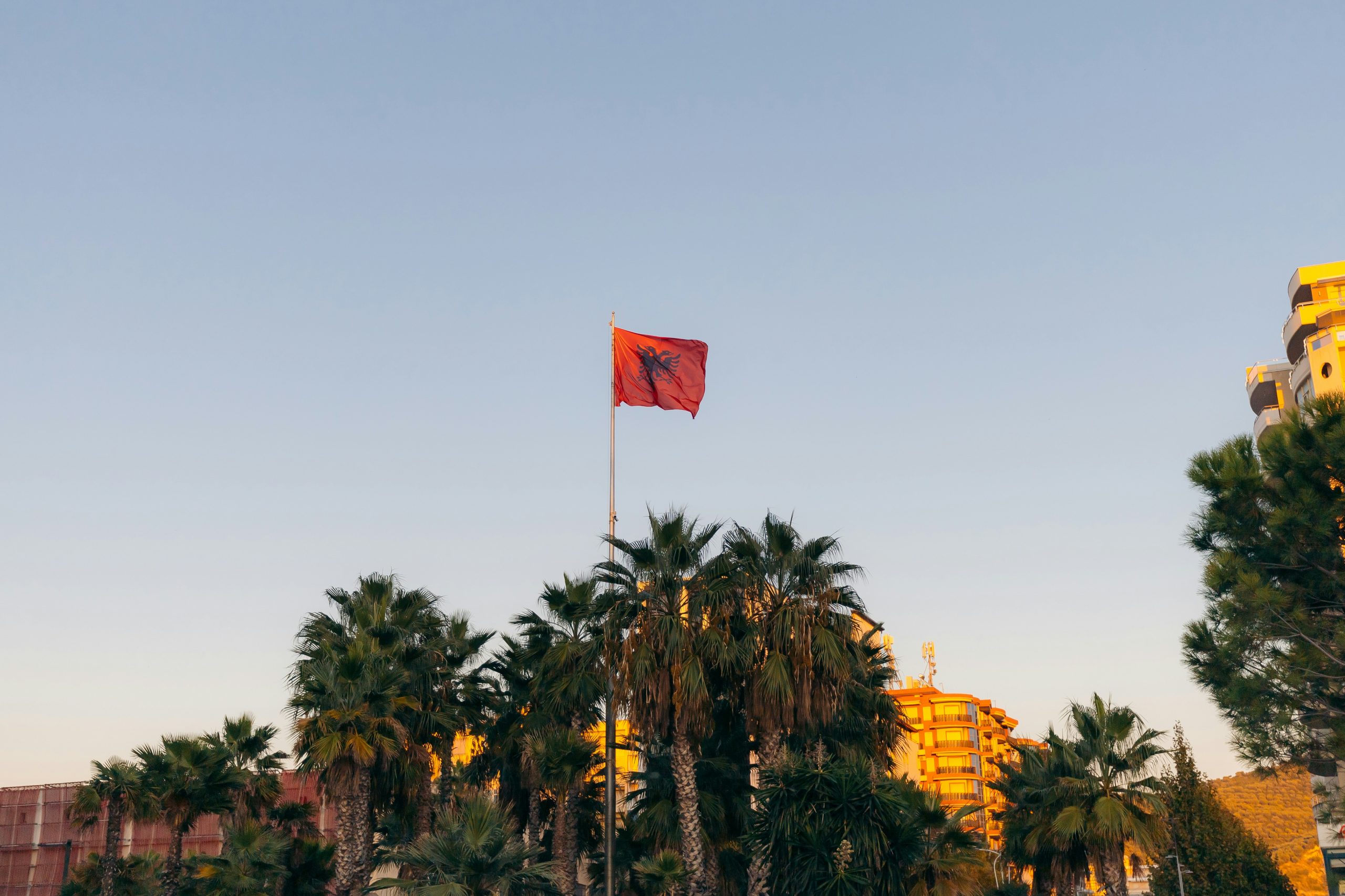 The Albanian flag.