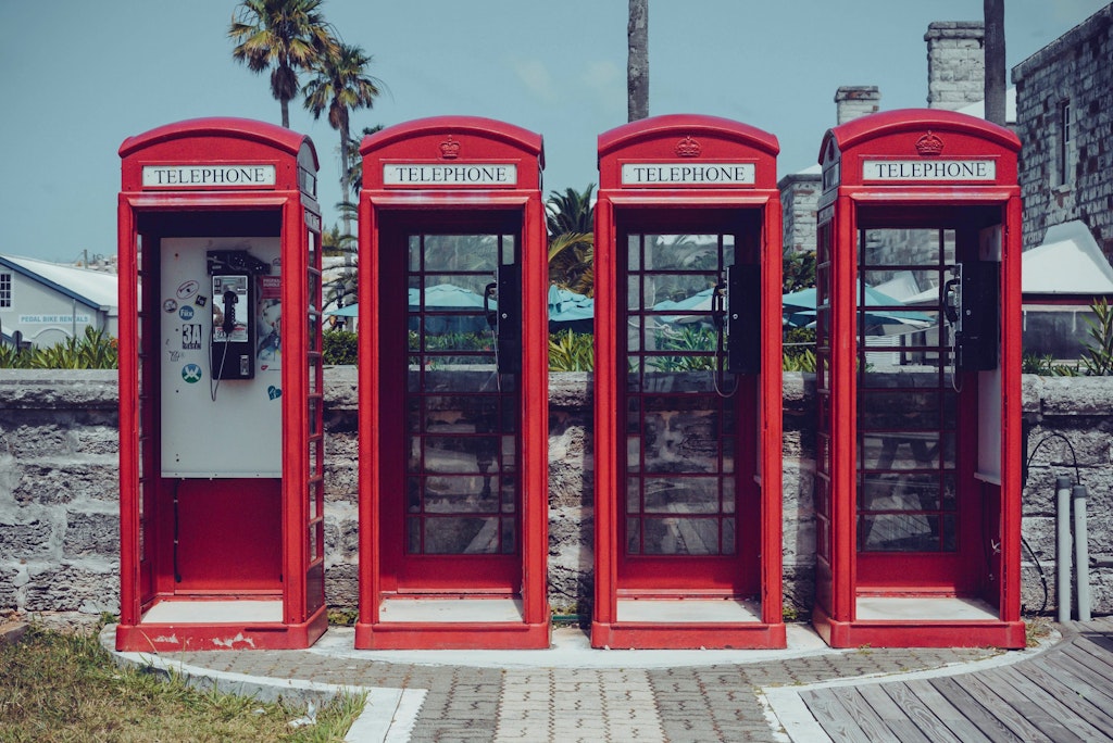four red phone boxes can be seen in Bermuda.