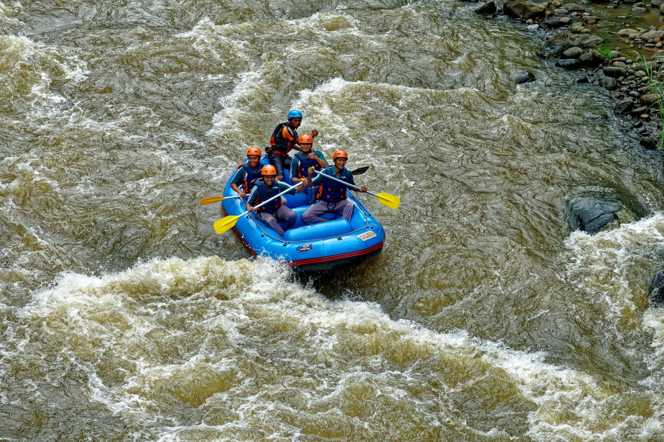 White water rafting in a river in Germany
