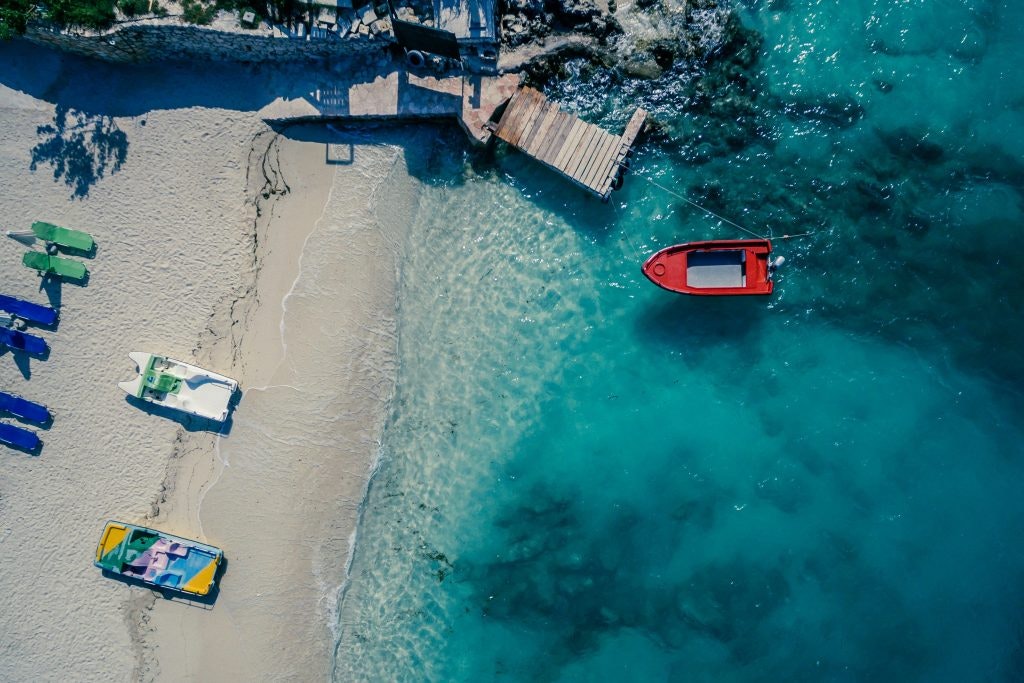 A boat floating on the water in Albania.