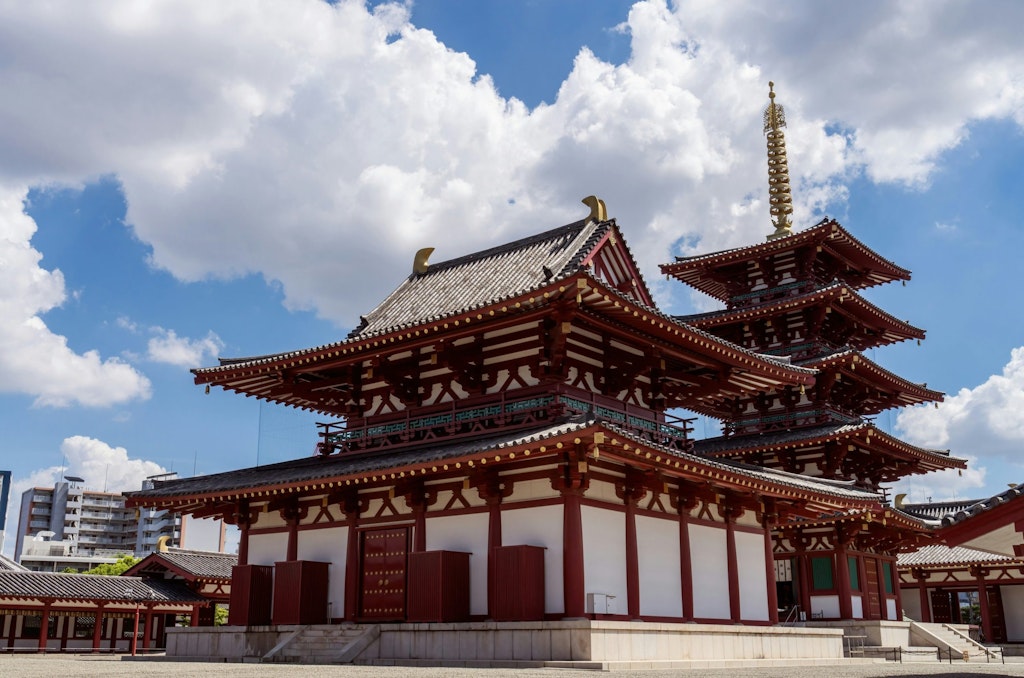 A view of the ancient Shitennoji Temple in Osaka.