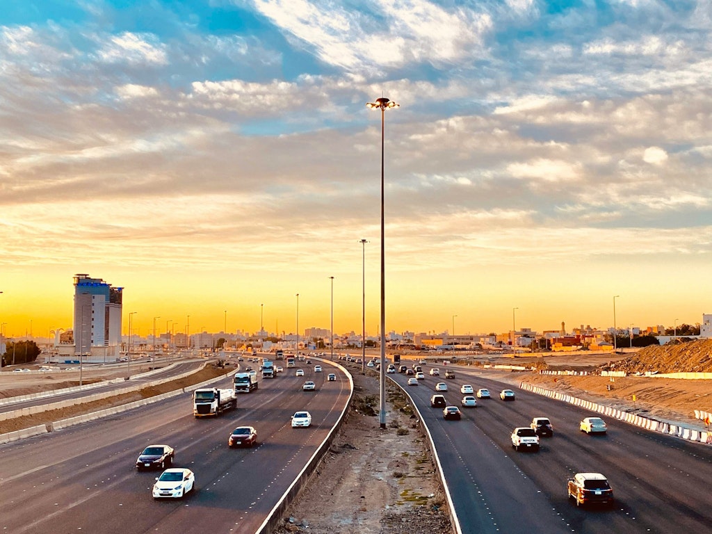 Picture of Jeddah Road in Saudi Arabia (sunset). Fun Facts About Saudi Arabia