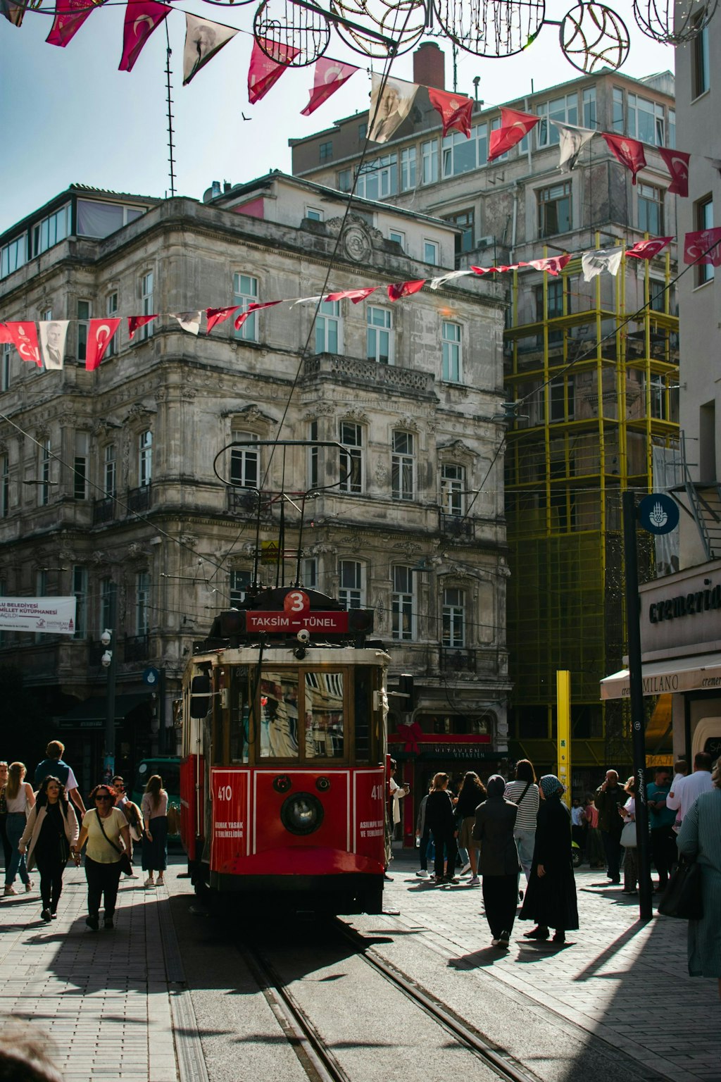 The red Tünel in Istanbul is driving through the streets of Istanbul.