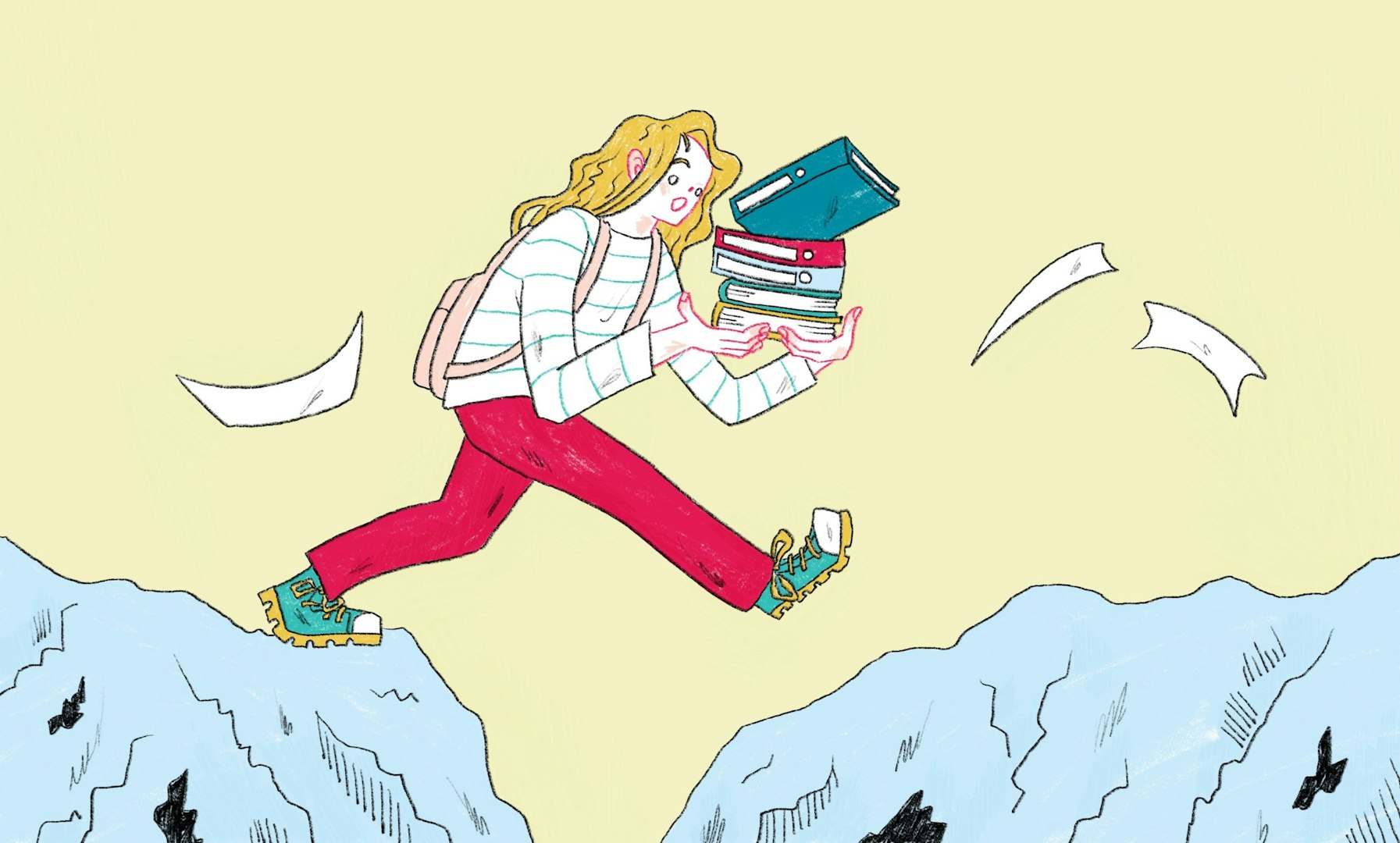 Hand-drawn illustration explaining what a gap year is, featuring icons and paths representing travel, learning, growth, and self-discovery